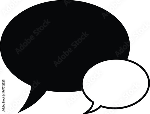 Two speech bubbles in contrasting colors representing dialogue or conversation. Vector