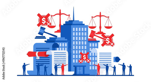 Justice law and legal system concept. Vector Illustrations. EPS Editable