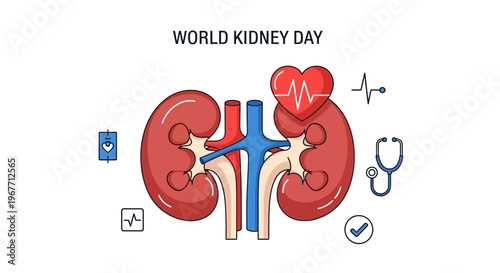 Kidney anatomy illustration for medical education. Vector Illustrations. EPS Editable