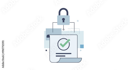 Laptop with padlock and check mark. Vector Illustrations. EPS Editable
