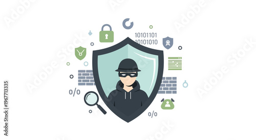 Man in black hoodie and hat. Vector Illustrations. EPS Editable