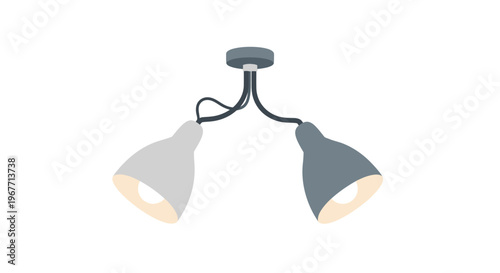 Modern Double Light Lamp Fixture. Vector Illustrations. EPS Editable