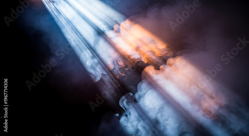 Glowing neon light lines abstract technology motion