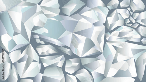 Abstract geometric pattern of fractured ice shards in cool blue and white tones