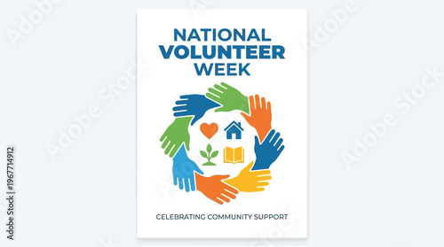 National Volunteer Week Community Support. Vector Illustrations. EPS Editable