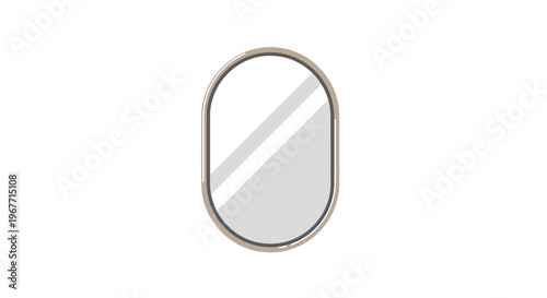 Oval shaped mirror with metal frame. Vector Illustrations. EPS Editable