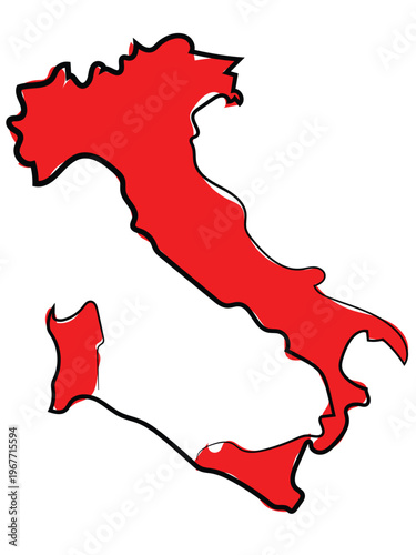 A map of Italy in a continuous line drawing style.