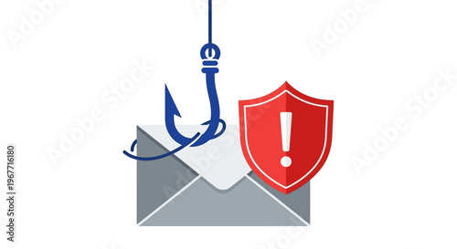 Phishing email security threat warning sign. Vector Illustrations. EPS Editable