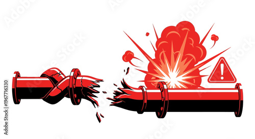 Red dynamite stick explosive detonation. Vector Illustrations. EPS Editable