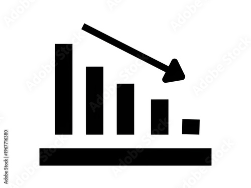 右肩下がりの棒グラフと矢印のアイコン