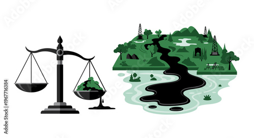 Scale with earth and pollution concept. Vector Illustrations. EPS Editable