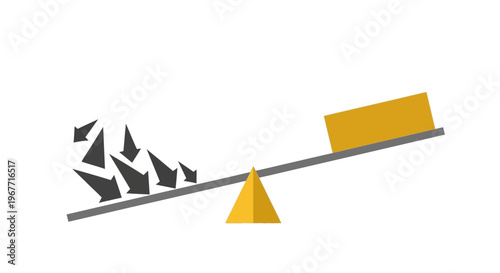 Seesaw with gold bar and fragments. Vector Illustrations. EPS Editable