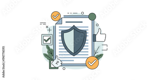 Shield icon on document page security. Vector Illustrations. EPS Editable