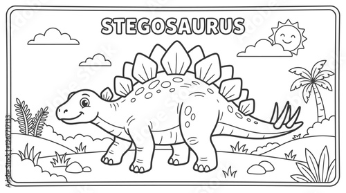 Stegosaurus dinosaur toy walking alone.