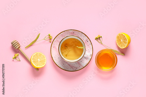 Cup of hot linden tea with ...