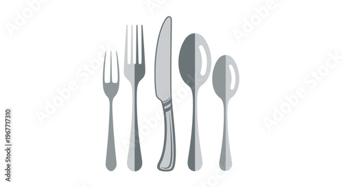 Silverware Utensils Fork Knife Spoon. Vector Illustrations. EPS Editable