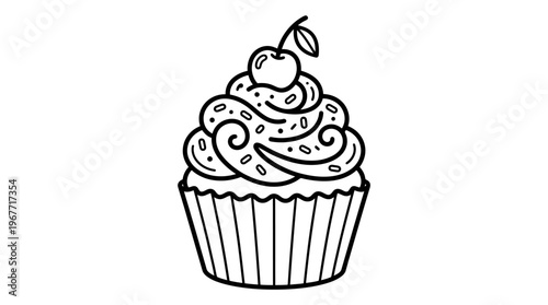 A delicious sweet cupcake dessert treat.