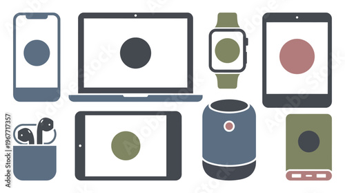Smart devices and gadgets technology. Vector Illustrations. EPS Editable