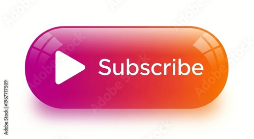 A colorful subscribe button with a play icon on a white background
