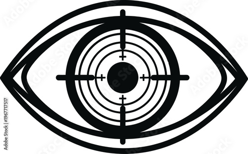 Eye with concentric circles and crosshair design symbolizing surveillance or focus Vector