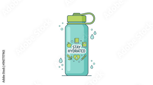 Hydration Water Bottle With Green Lid.
