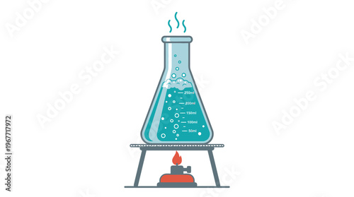 Laboratory Flask on Bunsen Burner.