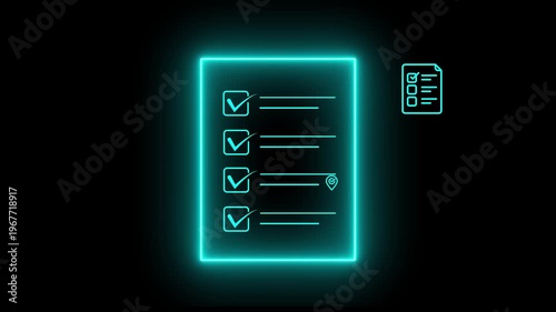  Digital Checklist and Compliance Management Concept with Document Icons for Quality Control and Business Process Automation.