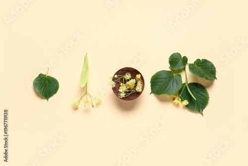 Wooden bowl with fresh lind...