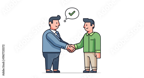 Professional Business Partnership Agreement Illustration Featuring Handshake for Successful Deal and Collaboration Concept