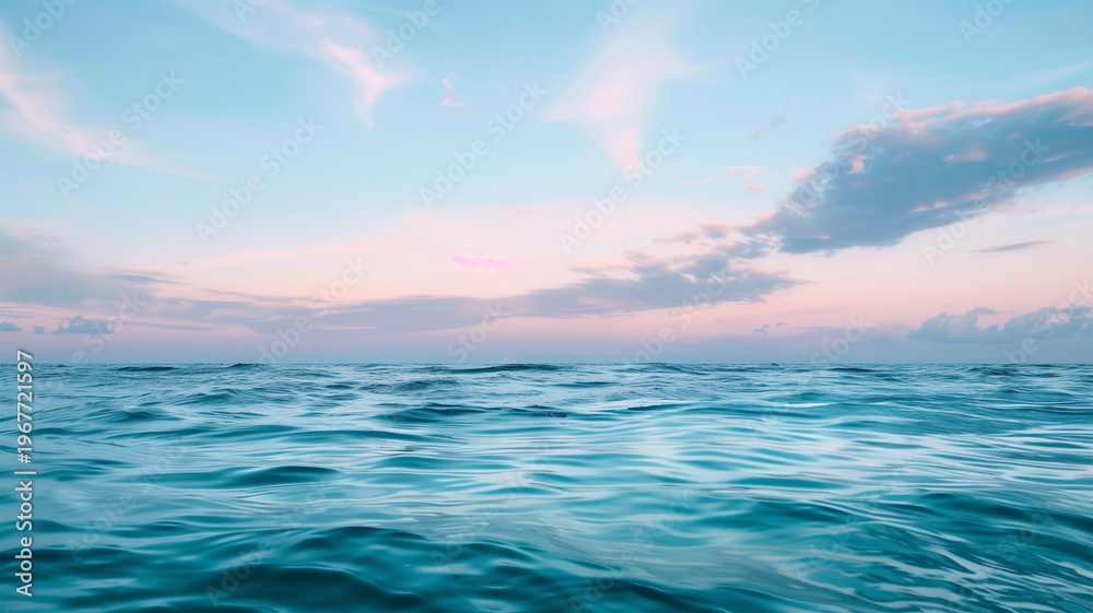 Fototapeta premium Calm Ocean Background with Copy Space, Minimal Sea and Sky