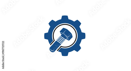 Industrial Bolt and Gear Symbol - Mechanical Engineering Concept
