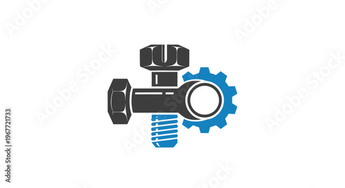 Industrial Bolt and Gear Symbol - Mechanical Engineering Concept