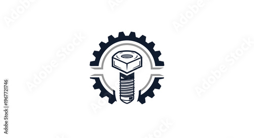 Industrial Bolt and Gear Symbol - Mechanical Engineering Concept