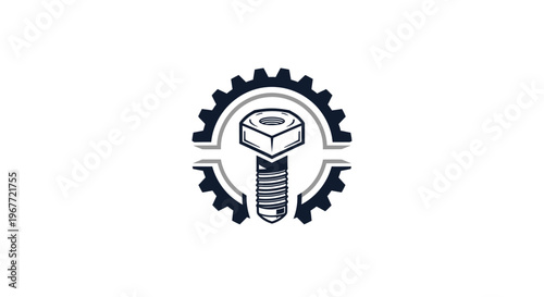 Industrial Bolt and Gear Symbol - Mechanical Engineering Concept