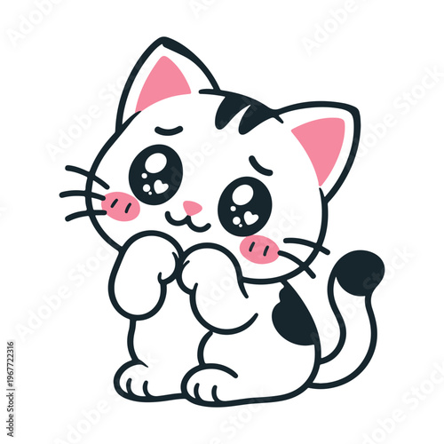 Cute Begging Cat Illustration