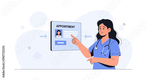 Doctor scheduling appointment online on digital screen, healthcare concept