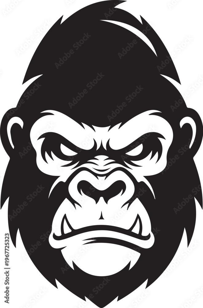 Obraz premium Angry Gorilla Face Closeup Vector Illustration