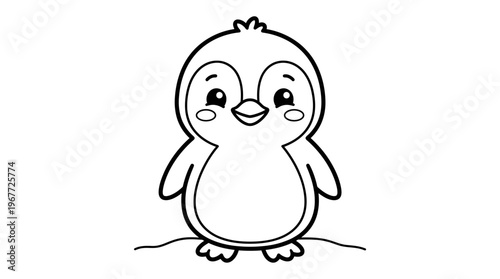 Cute Cartoon Penguin Character Design.