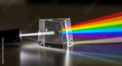 Light dispersion through prism, showcasing vibrant spectral components
