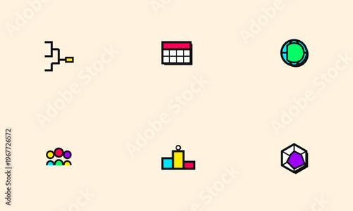 Hand-drawn brutalist style sports tournament infographics set featuring soccer championship brackets podium calendar geometric icons for authentic illustration