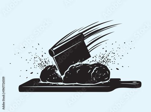 Dough scraper silhouette with strong vertical motion lines isolated