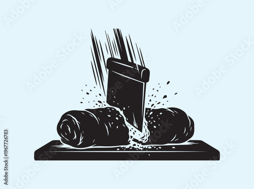 Isolated black icon of a dough scraper cutting pastry dough