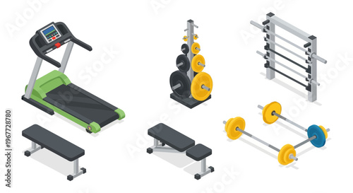 Isometric Gym Equipment Collection for Fitness and Workout.