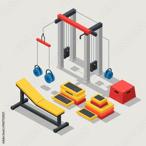 Isometric Gym Equipment Set for Fitness and Workout Routines.