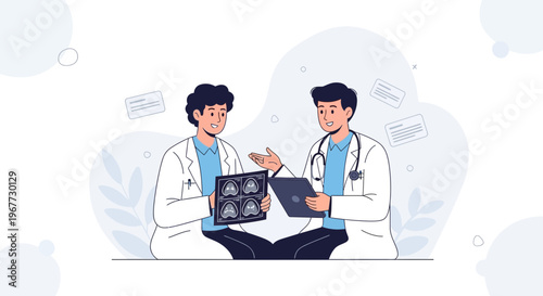 Doctors discussing brain scan results, medical consultation, teamwork, healthcare professionals