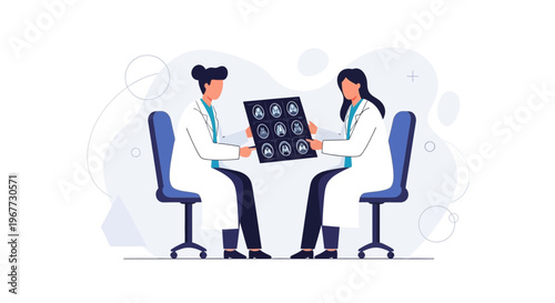 Doctors reviewing MRI scan, medical consultation, healthcare professionals discussing patient diagnosis