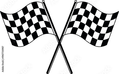 Checkered flag icon for car racing representing motorsport finish line, competition and sports app interface illustration