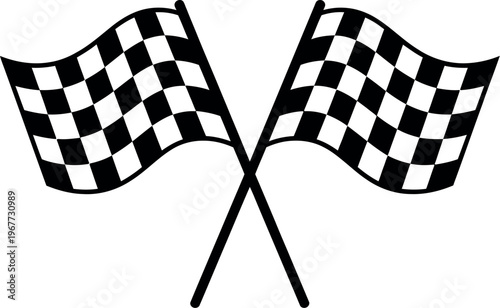Checkered flag icon for car racing representing motorsport finish line, competition and sports app interface illustration