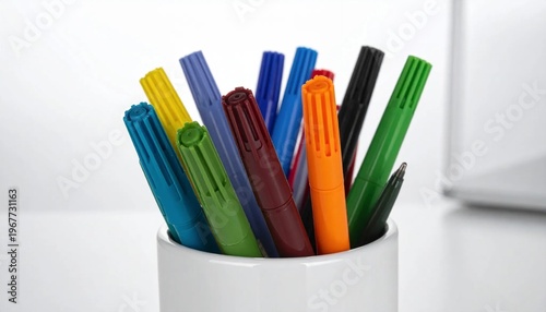 Wallpaper Mural Vibrant Assortment of Colorful Marker Pens in a White Holder. Torontodigital.ca