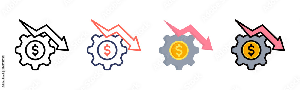 Obraz premium Reduce Cost icon set multiple style collection